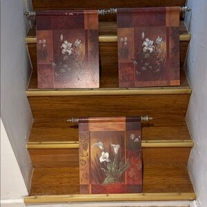 Floral Wall Art Set with Scrolls